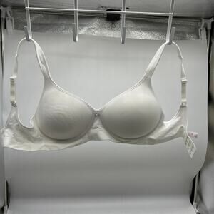 Breezies Lace Effects Full Coverage Seamless Wirefree Bra White, 34 B